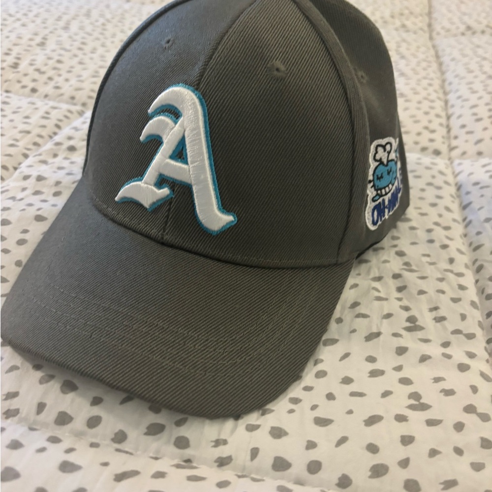 Gray Cap with Blue Accents